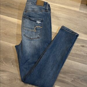American Eagle Outfitters Ripped Blue Skinny Jeans jeggings size 10